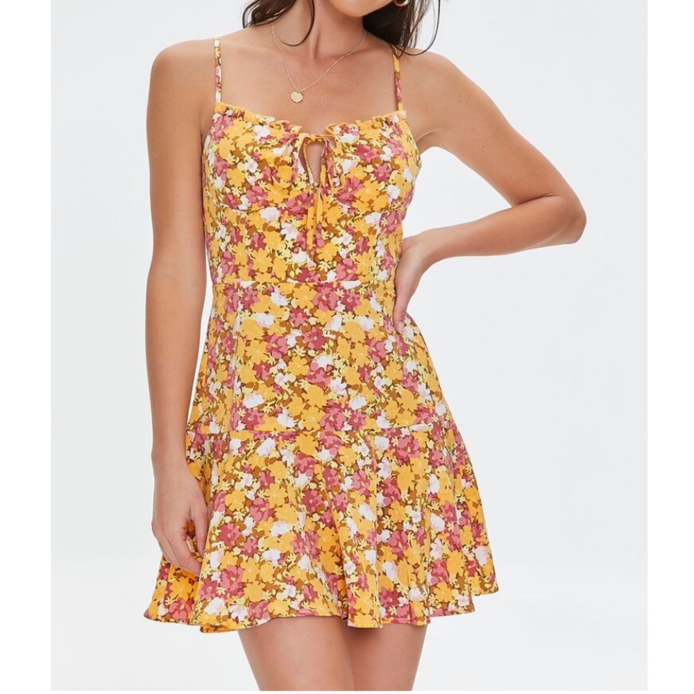 Floral keyhole skater dress